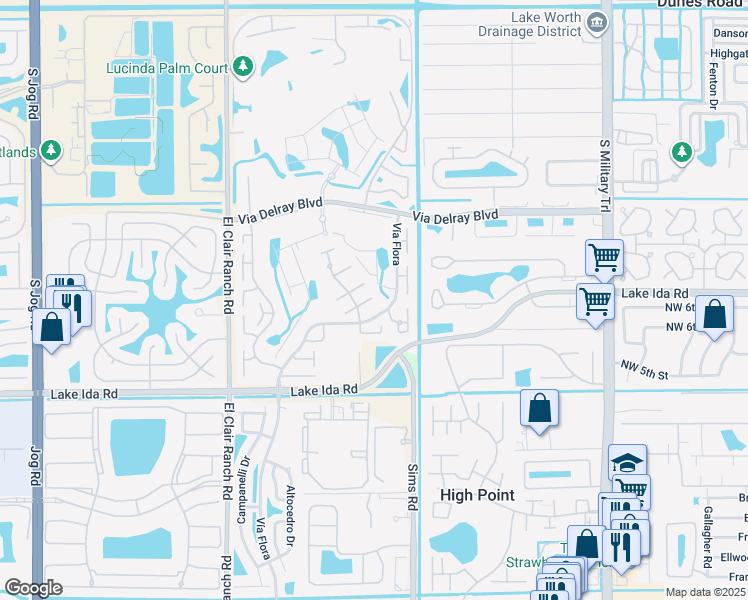 map of restaurants, bars, coffee shops, grocery stores, and more near 13715 Flora Place in Delray Beach
