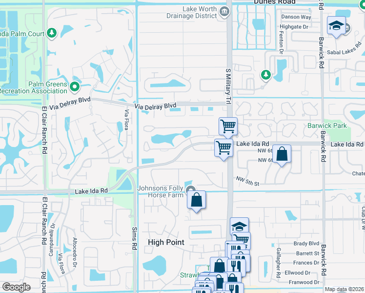 map of restaurants, bars, coffee shops, grocery stores, and more near 5284 Privet Place in Delray Beach