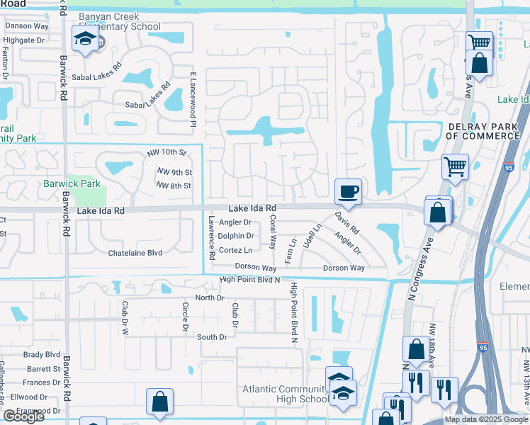 map of restaurants, bars, coffee shops, grocery stores, and more near 717 Northwest 29th Avenue in Delray Beach