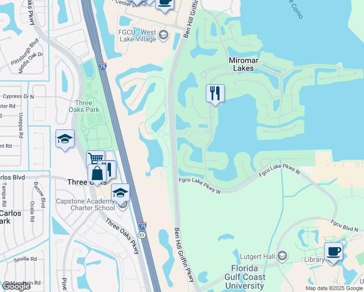 map of restaurants, bars, coffee shops, grocery stores, and more near 10000 Valiant Court in Fort Myers