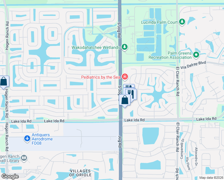 map of restaurants, bars, coffee shops, grocery stores, and more near 13671 Windy Monterey Trial in Delray Beach