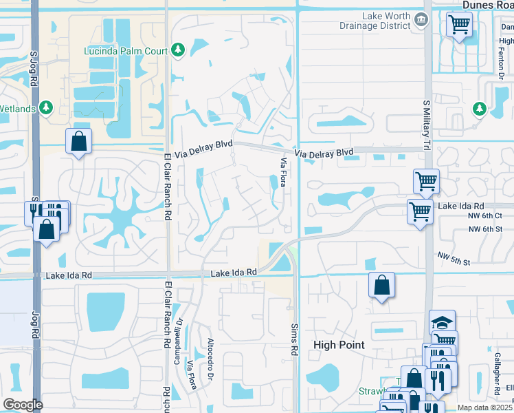 map of restaurants, bars, coffee shops, grocery stores, and more near 13731 Flora Place in Delray Beach