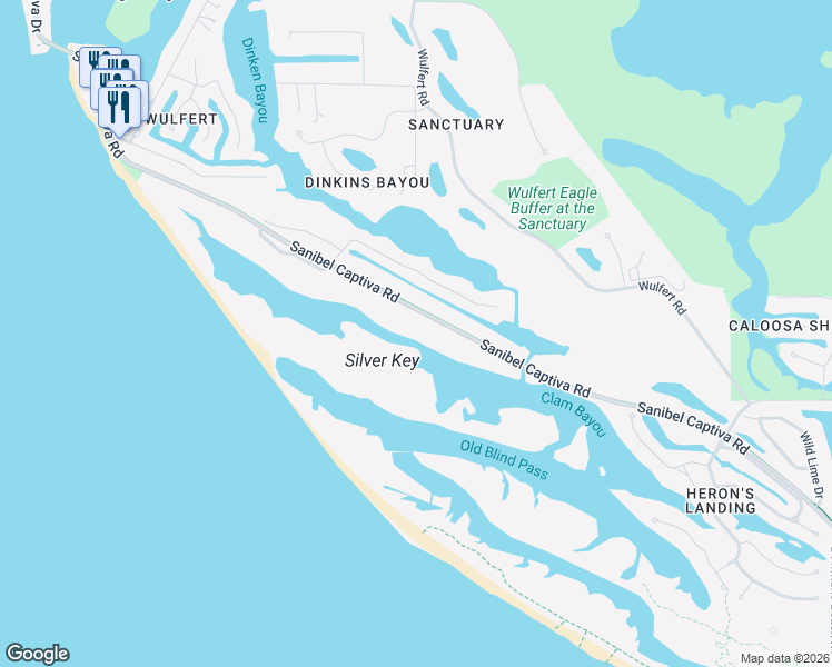 map of restaurants, bars, coffee shops, grocery stores, and more near 5773 Sanibel Captiva Road in Sanibel
