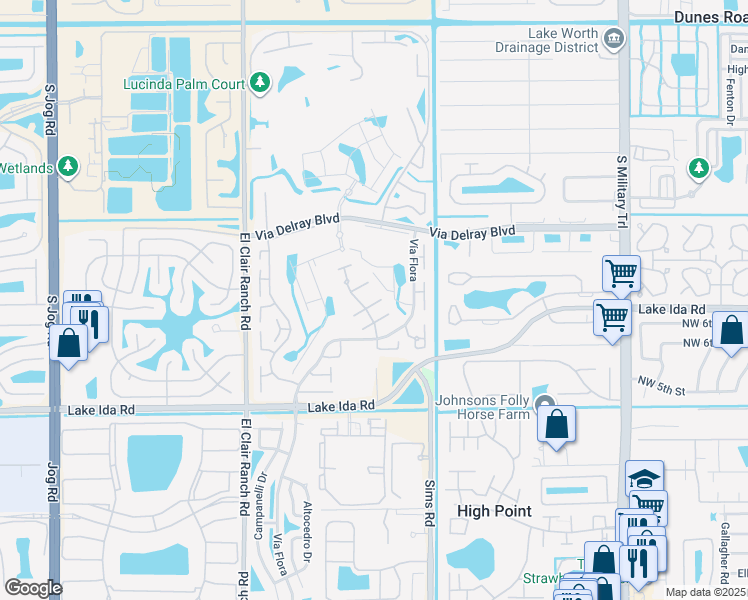 map of restaurants, bars, coffee shops, grocery stores, and more near 13731 Flora Place in Delray Beach