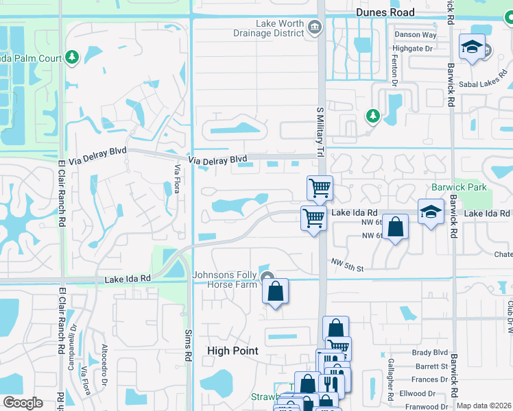 map of restaurants, bars, coffee shops, grocery stores, and more near 5221 Privet Place in Delray Beach