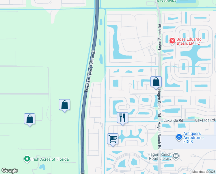 map of restaurants, bars, coffee shops, grocery stores, and more near 13657 Kiltie Court in Delray Beach