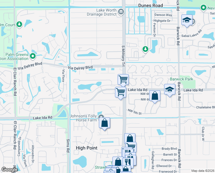 map of restaurants, bars, coffee shops, grocery stores, and more near 5174 Privet Place in Delray Beach
