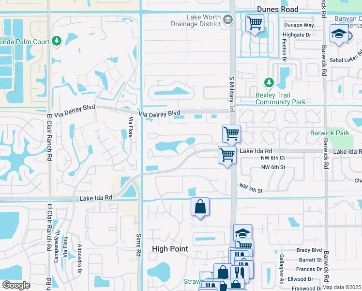 map of restaurants, bars, coffee shops, grocery stores, and more near 5221 Privet Place in Delray Beach