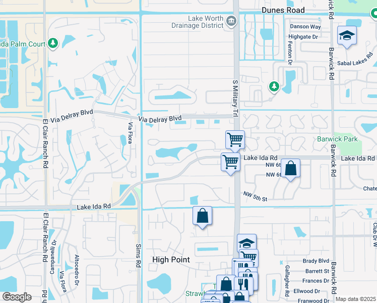 map of restaurants, bars, coffee shops, grocery stores, and more near 5221 Privet Place in Delray Beach