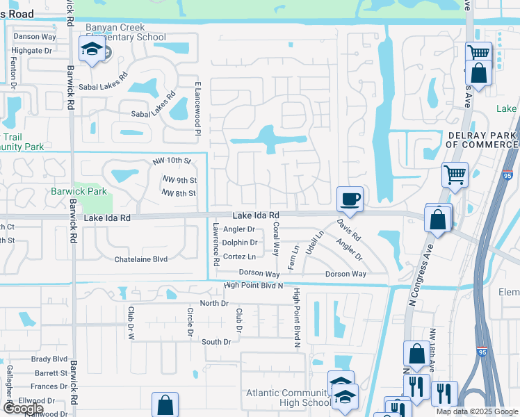 map of restaurants, bars, coffee shops, grocery stores, and more near 717 Northwest 29th Avenue in Delray Beach