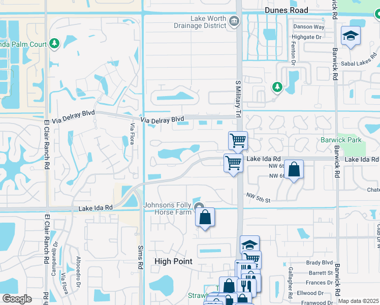 map of restaurants, bars, coffee shops, grocery stores, and more near 5115 Privet Place in Delray Beach