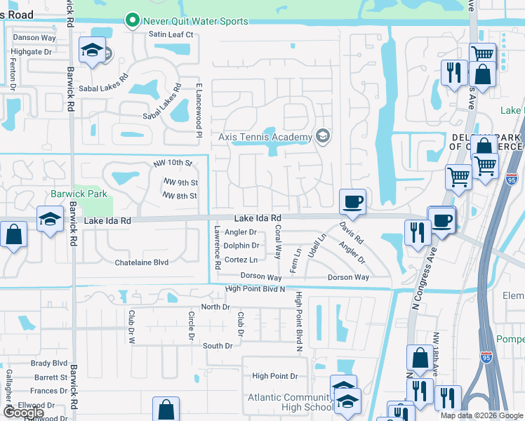map of restaurants, bars, coffee shops, grocery stores, and more near 717 Northwest 29th Avenue in Delray Beach