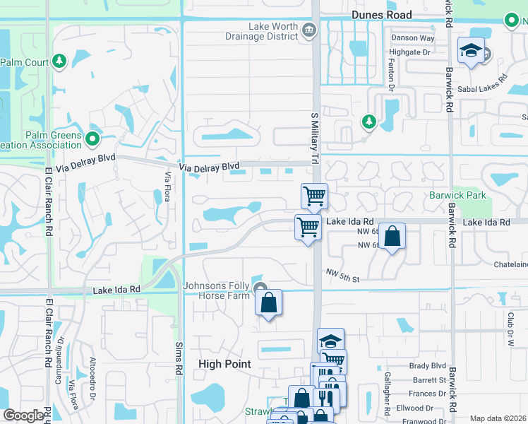 map of restaurants, bars, coffee shops, grocery stores, and more near 5174 Privet Place in Delray Beach