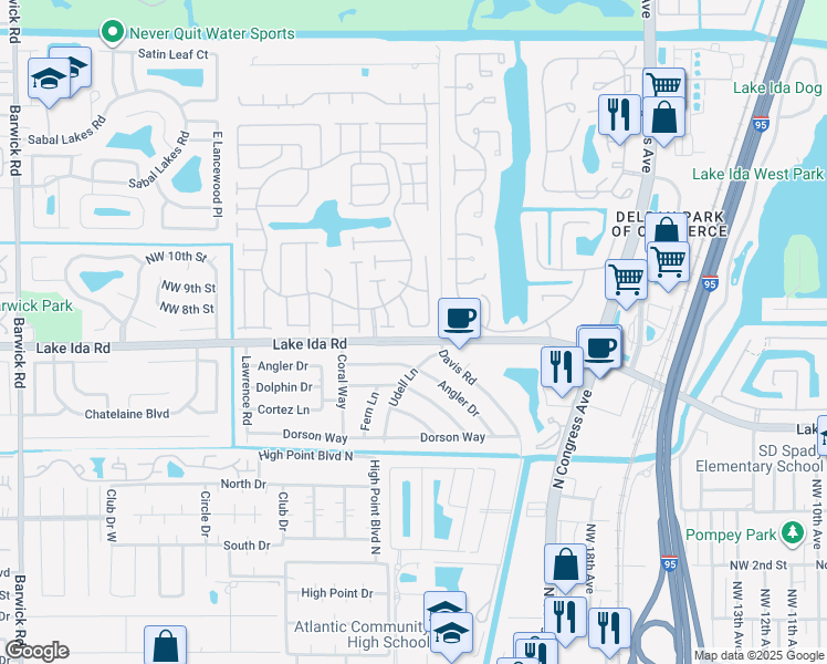 map of restaurants, bars, coffee shops, grocery stores, and more near 2394 Northwest 7th Court in Delray Beach