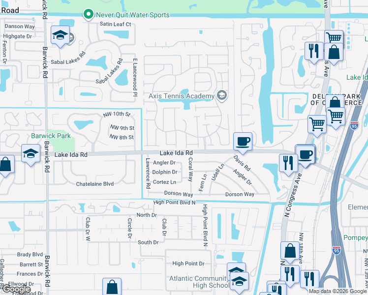 map of restaurants, bars, coffee shops, grocery stores, and more near 717 Northwest 29th Avenue in Delray Beach
