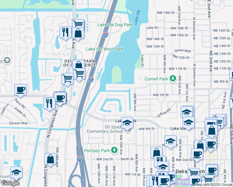 map of restaurants, bars, coffee shops, grocery stores, and more near 1065 Anchor Point in Delray Beach