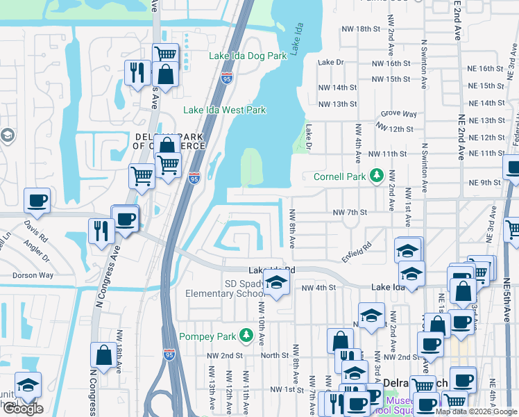 map of restaurants, bars, coffee shops, grocery stores, and more near 1065 Anchor Point in Delray Beach