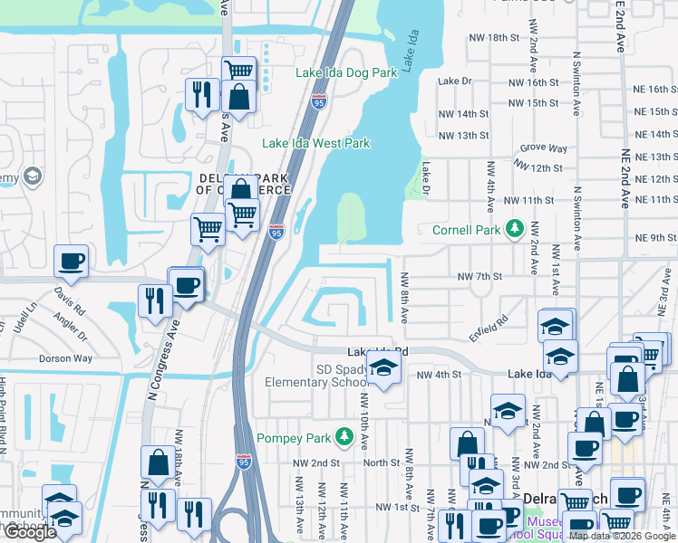 map of restaurants, bars, coffee shops, grocery stores, and more near 1155 Anchor Point in Delray Beach