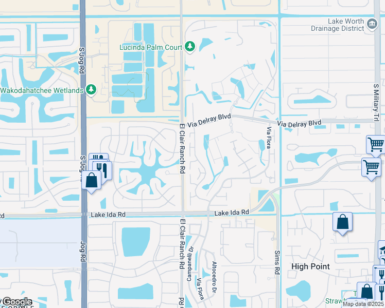 map of restaurants, bars, coffee shops, grocery stores, and more near 13665 Via Aurora in Delray Beach