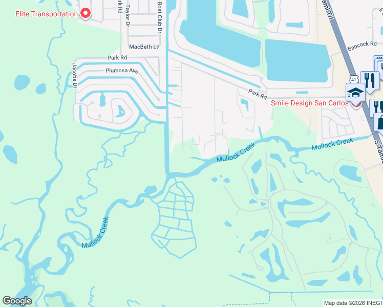 map of restaurants, bars, coffee shops, grocery stores, and more near 18481 Pioneer Road in Fort Myers