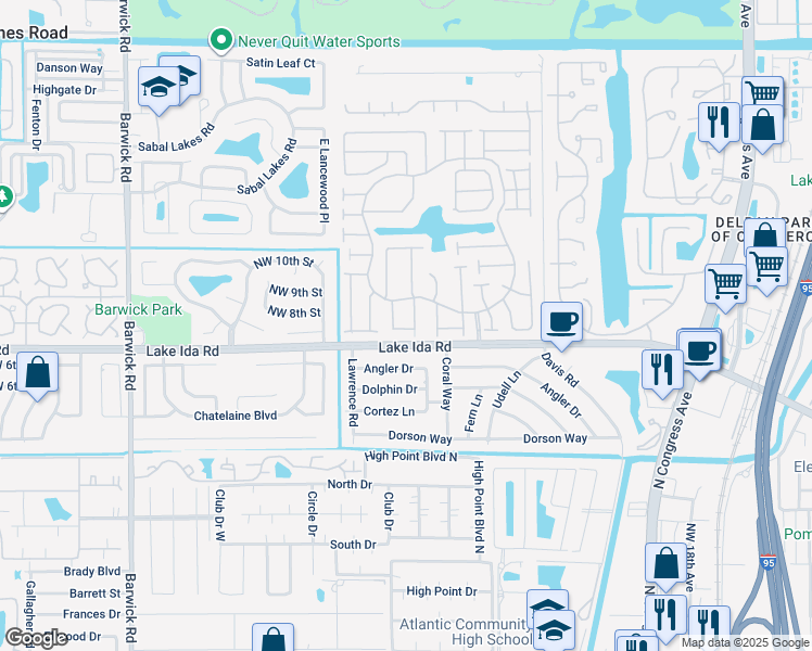 map of restaurants, bars, coffee shops, grocery stores, and more near 717 Northwest 29th Avenue in Delray Beach