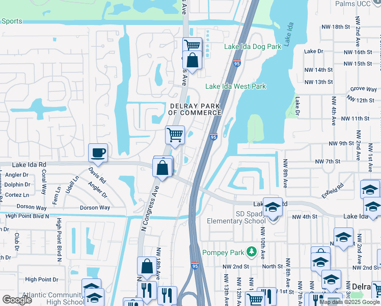 map of restaurants, bars, coffee shops, grocery stores, and more near in Delray Beach