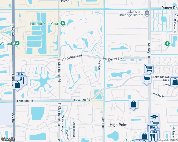 map of restaurants, bars, coffee shops, grocery stores, and more near 13731 Flora Place in Delray Beach