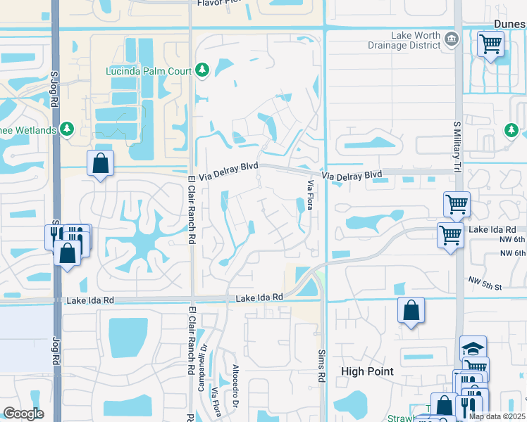 map of restaurants, bars, coffee shops, grocery stores, and more near 13798 Flora Place in Delray Beach