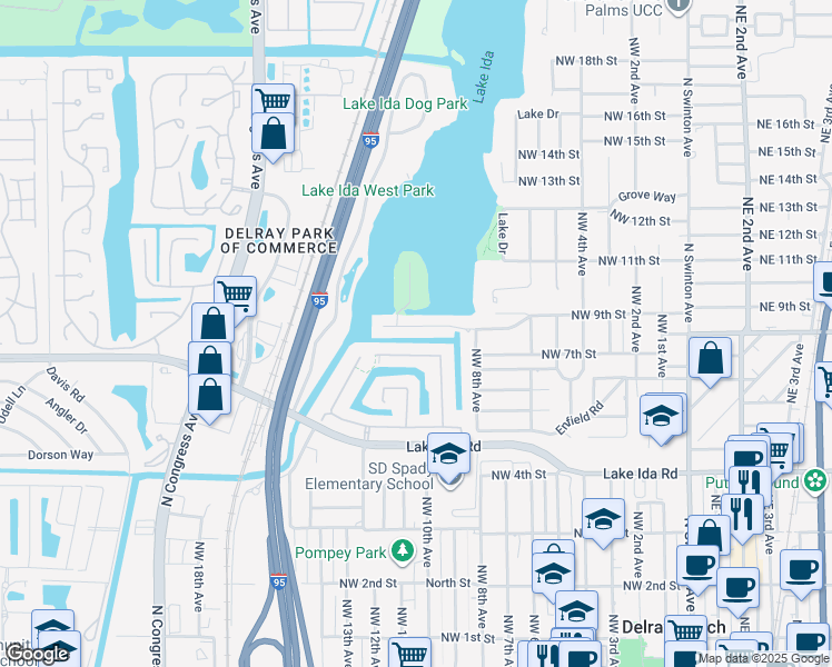 map of restaurants, bars, coffee shops, grocery stores, and more near 1065 Anchor Point in Delray Beach