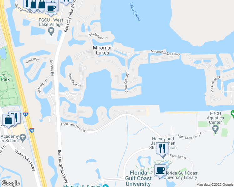 map of restaurants, bars, coffee shops, grocery stores, and more near 10771 Isola Bella Court in Fort Myers