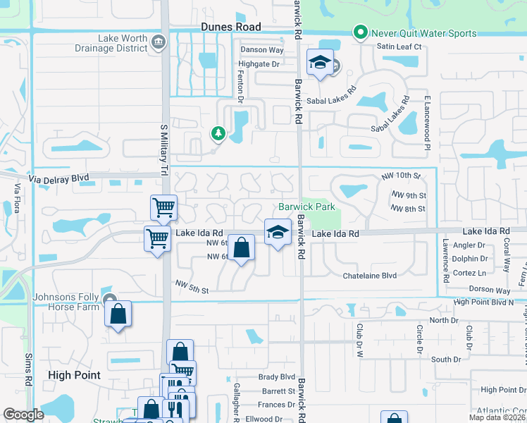 map of restaurants, bars, coffee shops, grocery stores, and more near 239 Cardinal Lane in Delray Beach