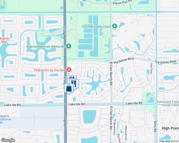 map of restaurants, bars, coffee shops, grocery stores, and more near 6181 Lasalle Road in Delray Beach
