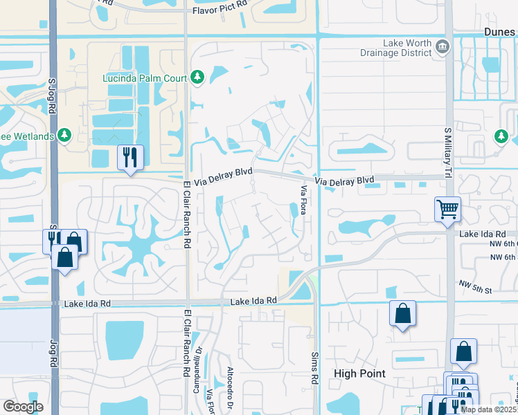 map of restaurants, bars, coffee shops, grocery stores, and more near 13798 Flora Place in Delray Beach
