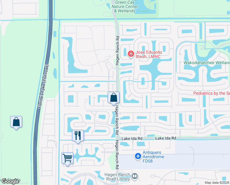map of restaurants, bars, coffee shops, grocery stores, and more near 13596 Weyburne Drive in Delray Beach