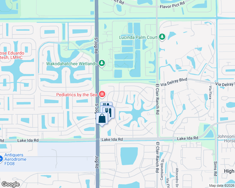 map of restaurants, bars, coffee shops, grocery stores, and more near 6295 Lasalle Road in Delray Beach
