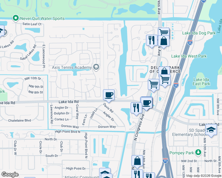 map of restaurants, bars, coffee shops, grocery stores, and more near 905 Northwest 22nd Avenue in Delray Beach