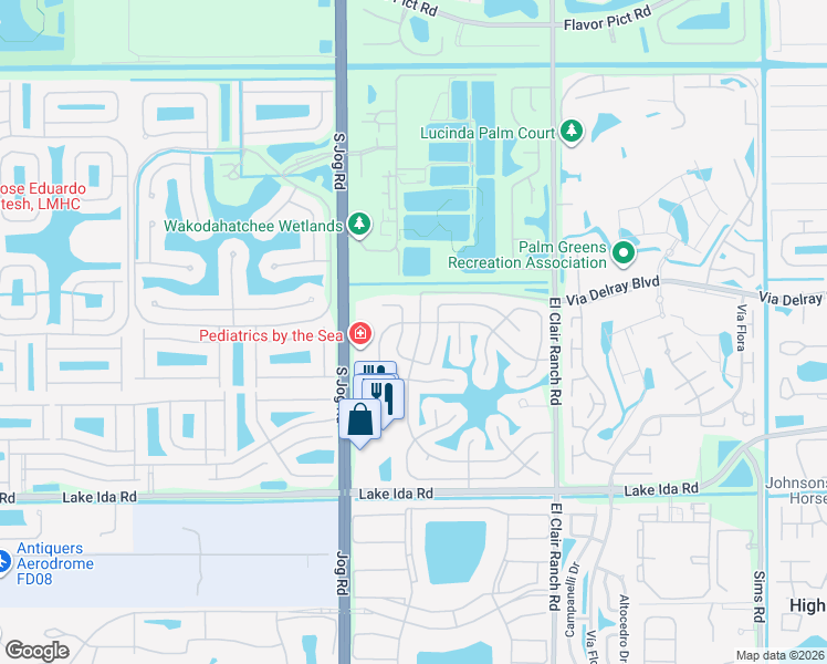 map of restaurants, bars, coffee shops, grocery stores, and more near 6306 Dusenburg Road in Delray Beach