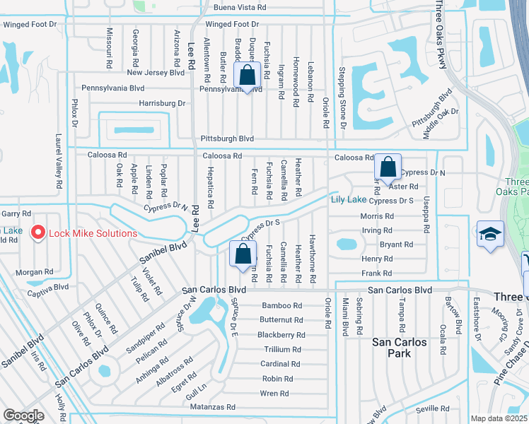 map of restaurants, bars, coffee shops, grocery stores, and more near 8380 Cypress Drive North in Fort Myers