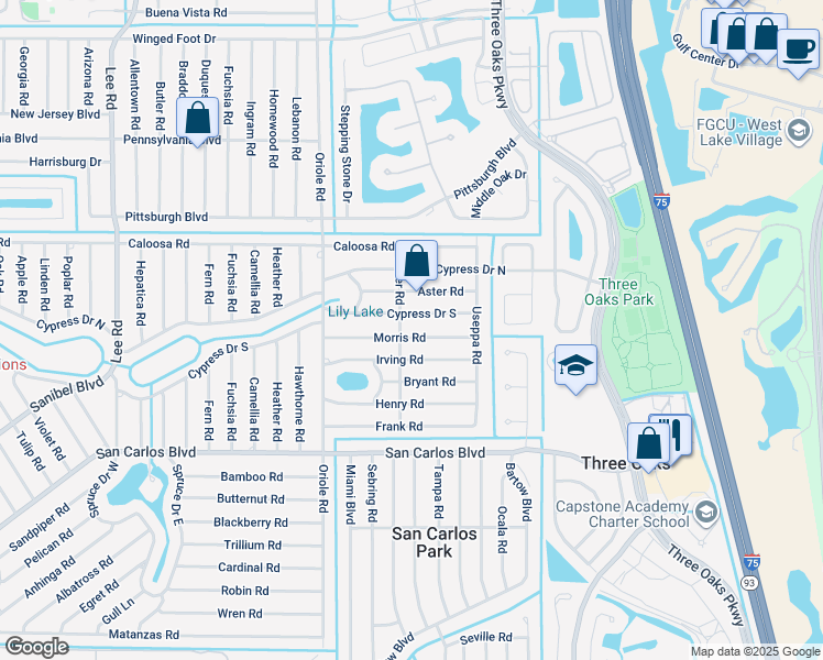 map of restaurants, bars, coffee shops, grocery stores, and more near 9084 Cypress Drive South in Fort Myers