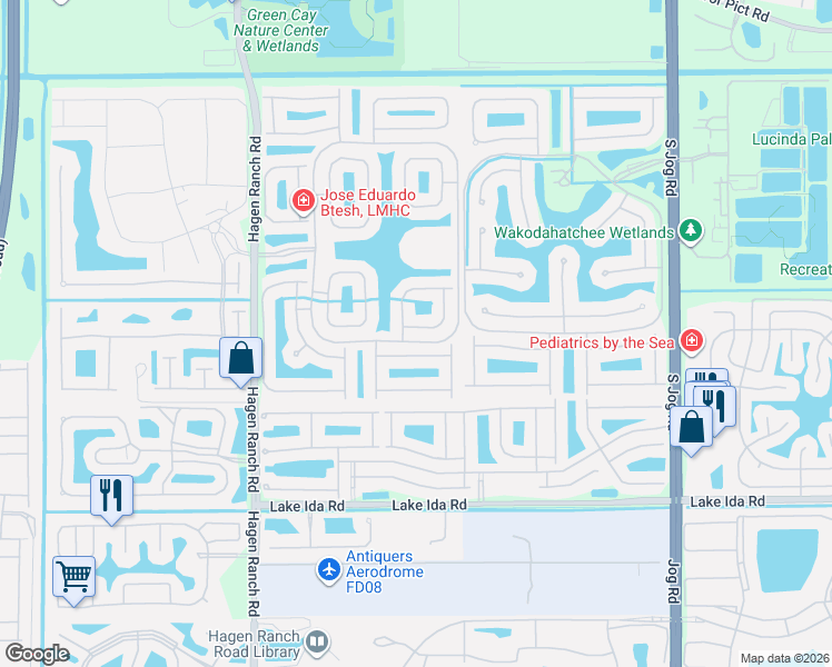 map of restaurants, bars, coffee shops, grocery stores, and more near 7108 Prado Lake Drive in Delray Beach