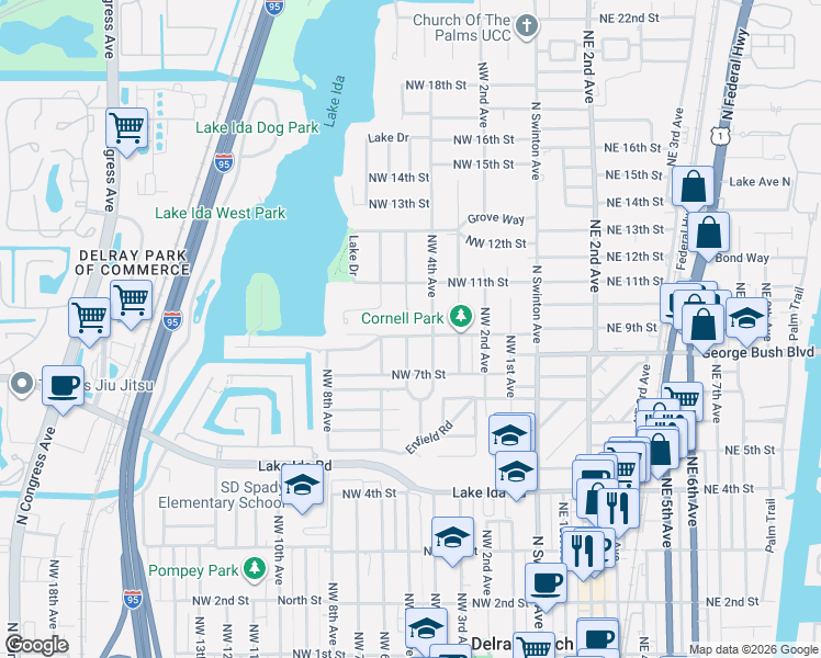 map of restaurants, bars, coffee shops, grocery stores, and more near 900 Northwest 4th Avenue in Delray Beach