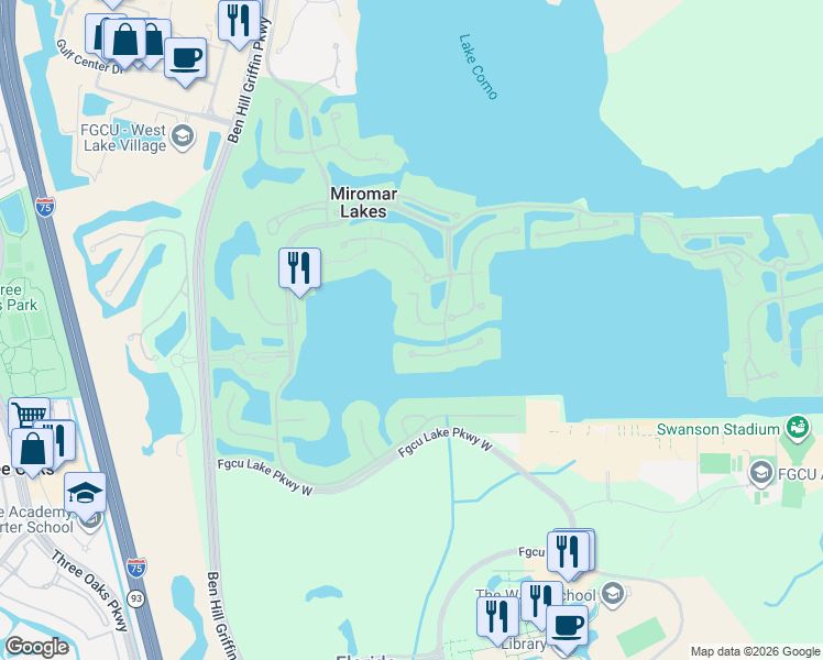 map of restaurants, bars, coffee shops, grocery stores, and more near 10801 Vivaldi Court in Fort Myers