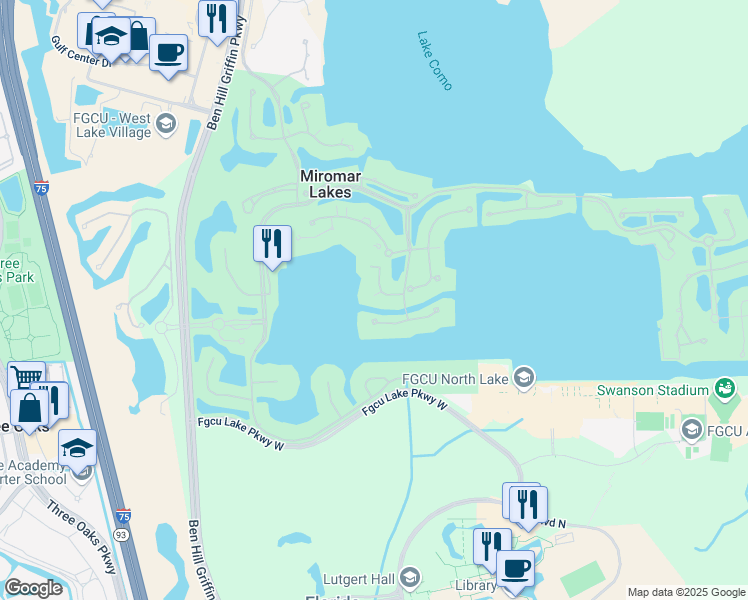 map of restaurants, bars, coffee shops, grocery stores, and more near 10801 Vivaldi Court in Fort Myers