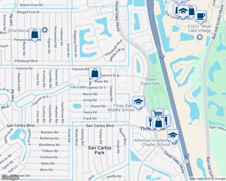 map of restaurants, bars, coffee shops, grocery stores, and more near 18299 Useppa Road in Fort Myers