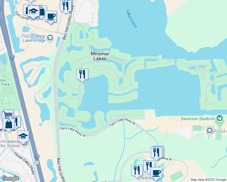 map of restaurants, bars, coffee shops, grocery stores, and more near 10801 Vivaldi Court in Fort Myers