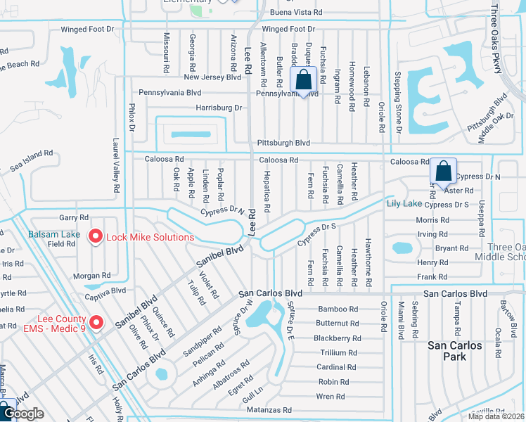map of restaurants, bars, coffee shops, grocery stores, and more near 18298 Hepatica Road in Fort Myers