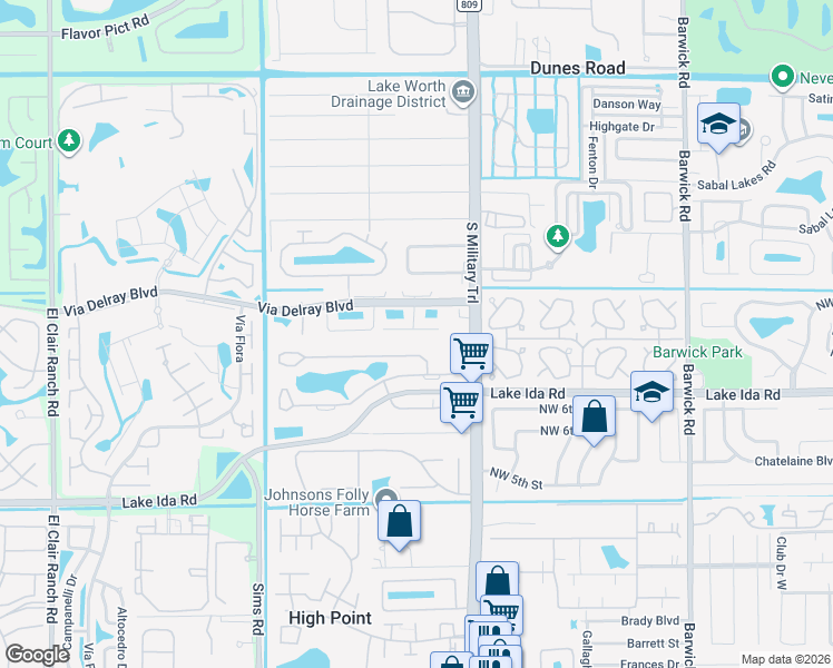 map of restaurants, bars, coffee shops, grocery stores, and more near 5146 Cortez Court in Delray Beach