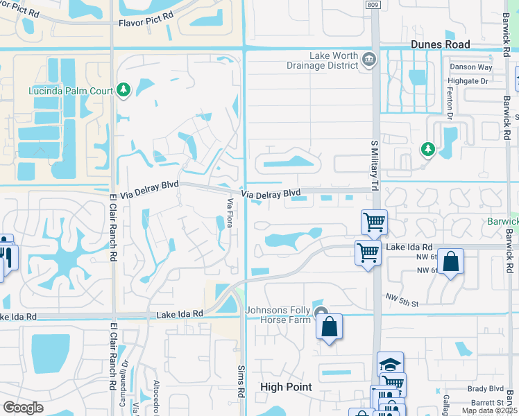 map of restaurants, bars, coffee shops, grocery stores, and more near 5462 Via Delray Boulevard in Delray Beach