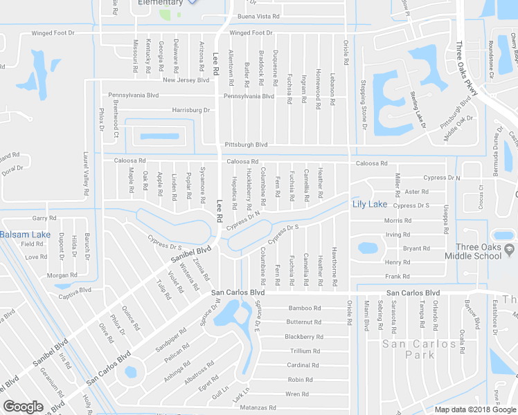 map of restaurants, bars, coffee shops, grocery stores, and more near 18290 Columbine Road in Fort Myers