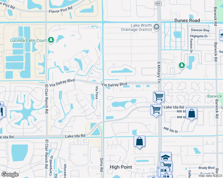 map of restaurants, bars, coffee shops, grocery stores, and more near 5462 Via Delray Boulevard in Delray Beach
